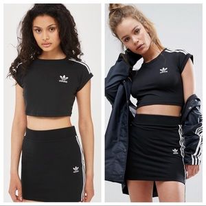 adidas crop top and skirt set